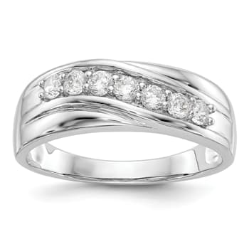 Rhodium Over 14K Gold Lab Grown Diamond SI1/SI2, G H I, Men's Band