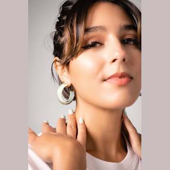 14K Yellow Gold Over Sterling Silver Small Illusion Acrylic Hoop
Earrings in Rose Gold Color