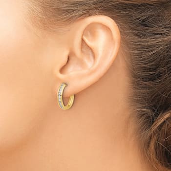 14K Yellow Gold Lab Grown Diamond SI1/SI2, G H I, Hinged Hoop Earrings