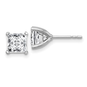 Rhodium Over 14K White Gold 1.25ct. VS/SI GH+, Lab Grown Princess
Diamond 4 Prong Earrings