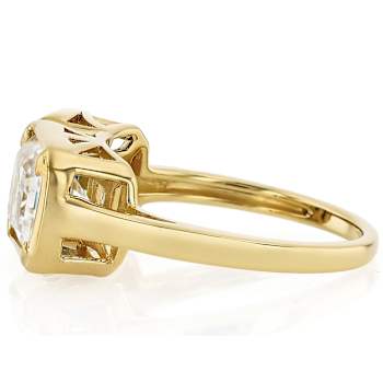 Emerald Green And Colorless Moissanite Two-Stone Ring In 14K Gold Over
Sterling Silver