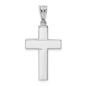 Rhodium Over 14k White Gold Polished Cross Pendant