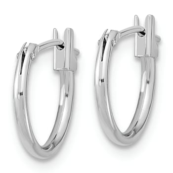 Rhodium Over 14K White Gold Hoop Earrings