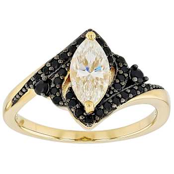 Diamond Simulant Marquise And Black Spinel Ring In 18K Gold Over
Sterling Silver 1.81ctw