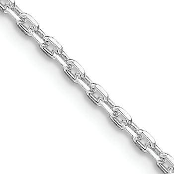 Rhodium Over Sterling Silver 2mm Beveled Oval Cable Chain