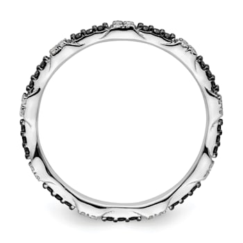 Sterling Silver Stackable Expressions Black and White Diamond Ring 0.216ctw