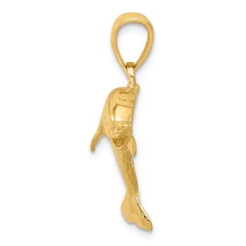 14k Yellow Gold Jumping Dolphin Pendant