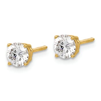 14K Yellow Gold 1ct. 5.0mm Round G H I True Light Moissanite Screwback Earrings