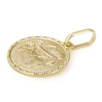 Sagittarius Zodiac Medallion Pendant In Solid 14K Yellow Gold