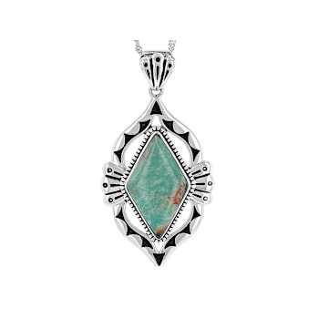 Kingman Green Turquoise Kite Pendant Necklace In Sterling Silver