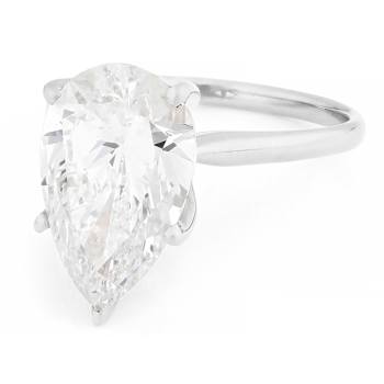 Lab-Grown Diamond Pear Shape Solitaire Ring In 14K White Gold 5.00ct