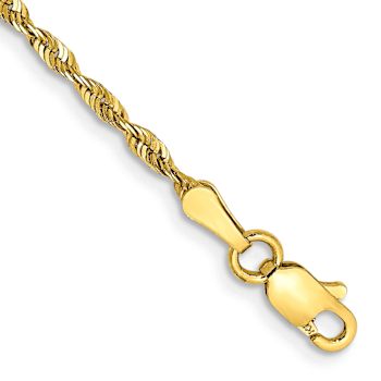 10k Yellow Gold 2mm Diamond-Cut Rope Link Bracelet