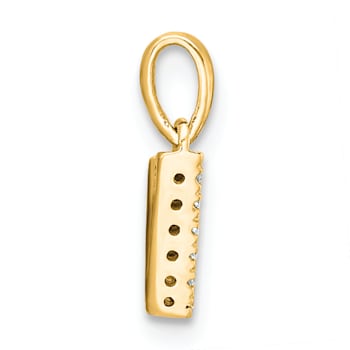 14K Yellow Gold Diamond Letter V Initial with Bail Pendant