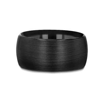 RAIDER Domed Brush Finished Black Tungsten Wedding Band 12mm