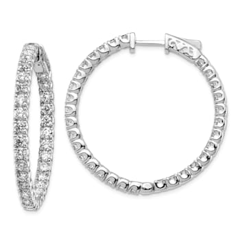Rhodium Over 14K White Gold 3ct. 2.30mm G H I True Light Moissanite Hoop
with Safety Clasp