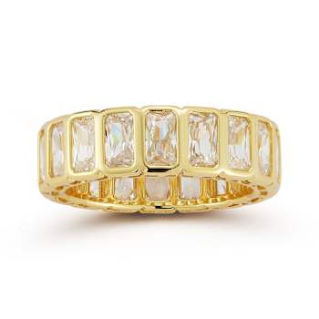 Rachel Zoe Radiant-Cut CZ Bezel Set Eternity Band Ring in 14K Gold Over
Sterling Silver