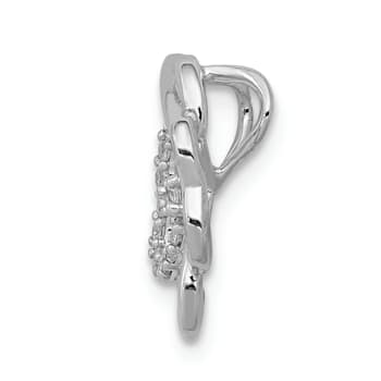 Rhodium Over 14K White Gold 1/15ct. Diamond Four Leaf Clover Chain Slide Pendant