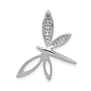 Rhodium Over 14k White Gold Diamond Dragonfly chain slide