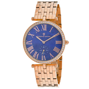 Christian Van Sant Women's Hush Blue Dial, Rose Stainless Steel Watch