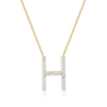 Lab-Grown Diamond Initial H Necklace In 14K Gold Over Sterling Silver 0.50ctw