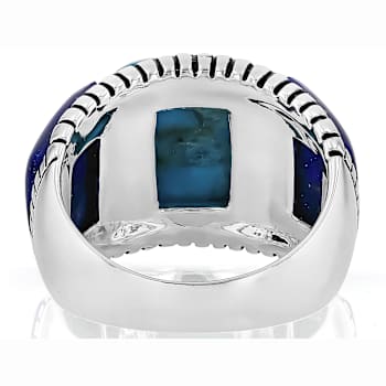 Turquoise And Lapis Lazuli Inlay Ring In Sterling Silver
