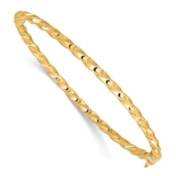 14K Yellow Gold Twisted 3.20mm Hinged Bangle