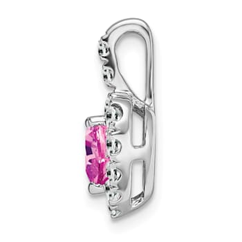 Rhodium Over 14k White Gold Lab Created Pink Sapphire and White Topaz
Halo Heart Pendant