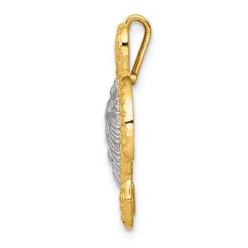 14k Yellow Gold and 14k White Gold Textured Turtle Slide Pendant