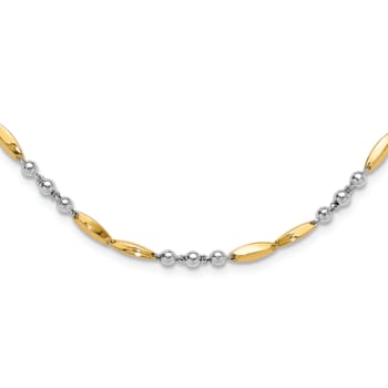 14K Two-tone Polished Fancy Beaded Necklace