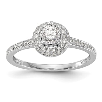 Rhodium Over 14K White Gold Lab Grown Diamond Complete Halo Engagement
Ring 0.405ctw