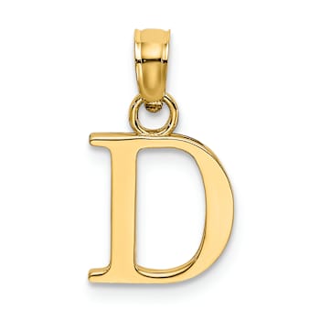 14k Yellow Gold Polished Block Letter D Initial Pendant
