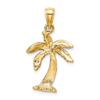 14k Yellow Gold Enamel Palm Tree Charm