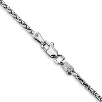 Rhodium Over 14k White Gold 1.6mm Diamond-Cut Parisian Wheat Link Bracelet
