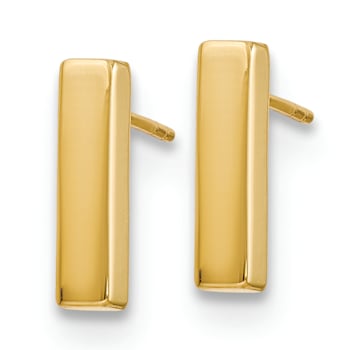 Polished Bar Stud Earrings In Solid 10K Gold