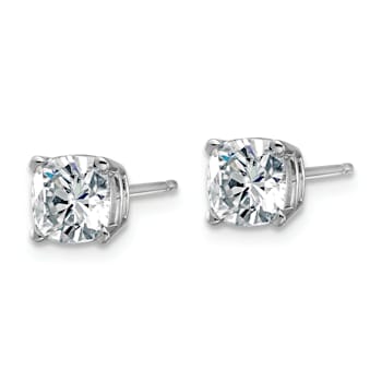 Rhodium Over 14K White Gold 1.75ct. 5.5mm Cushion G H I True Light
Moissanite Earrings