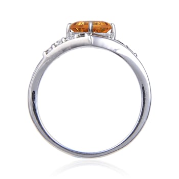 Square Citrine with White Topaz Accents Sterling Silver Ring, 0.93ctw