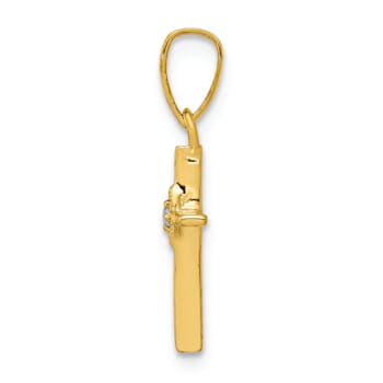 14K Yellow Gold Small 0.01ct. Diamond Cross Pendant