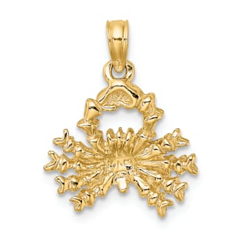 14k Yellow Gold 3D Textured Cancer Zodiac pendant