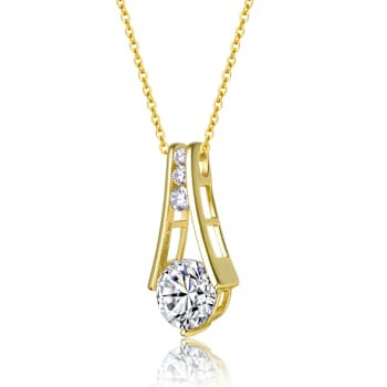 Moissanite Trapeze Pendant In 14K Gold Over Sterling Silver 1.50ctw DEW