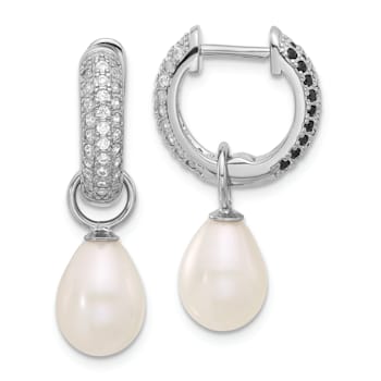 Rhodium Over Sterling Silver 7-8mm FWC Pearl/Cubic Zirconia
Interchangeable Earrings Set