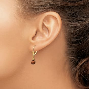 14K Yellow Gold 5-6mm Coffee Brown Semi-round Freshwater Cultured Pearl
Leverback Earrings