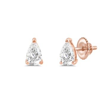 White Cubic Zirconia 14k Rose Gold Studs With Velvet Gift Box 0.50ctw