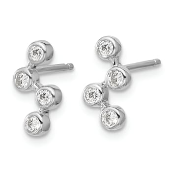 Rhodium Over Sterling Silver Polished Multi Bezel Set Cubic Zirconia
Post Earrings