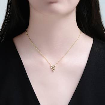CZ Statement Pendant Necklace In 14K Gold Over Sterling Silver