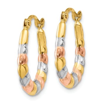14k Yellow Gold and Rhodium Over 14k Yellow Gold Diamond-Cut 5/8"
Scalloped Hoop Earrings