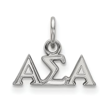Rhodium Over Sterling Silver LogoArt Alpha Sigma Alpha Extra Small Pendant