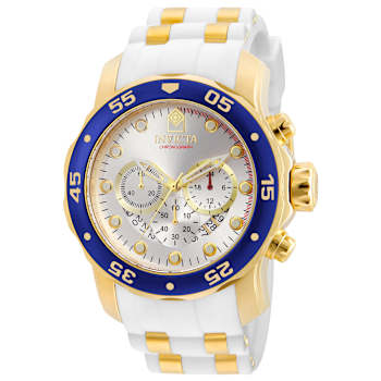 Invicta Pro Diver 48mm White Dial Silicone, Stainless Steel Band Quartz Watch