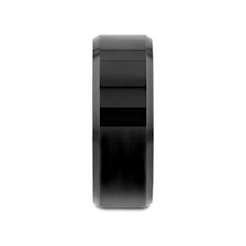INFINITY Black Tungsten Ring with Beveled Edges 8mm