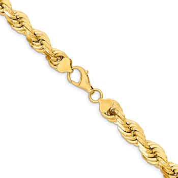 14k Yellow Gold 12mm Solid Diamond-Cut Rope 24 Inch Chain