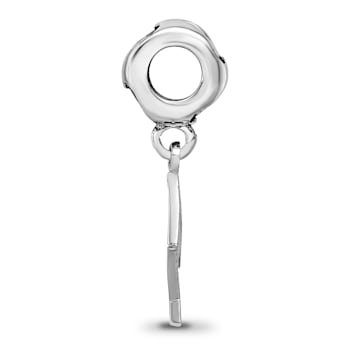 Rhodium Over Sterling Silver LogoArt Delta Zeta Vertical Letters on
Heart Bead